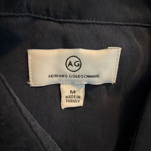 AG Jeans Shiela Classic Button Up Shirt Navy Blue Cupro Silk M - Picture 5 of 7